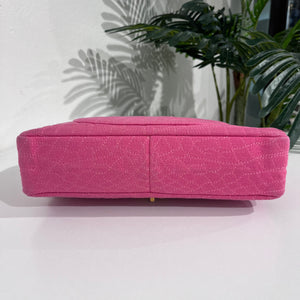 Chanel Pink Jersey Coco Croc Reissue 226 Double Flap Bag