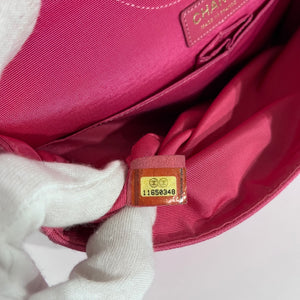 Chanel Pink Jersey Coco Croc Reissue 226 Double Flap Bag