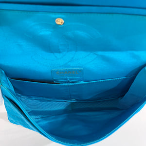 Chanel Electric Blue Satin Coco Croc Reissue 226 Double Flap Bag