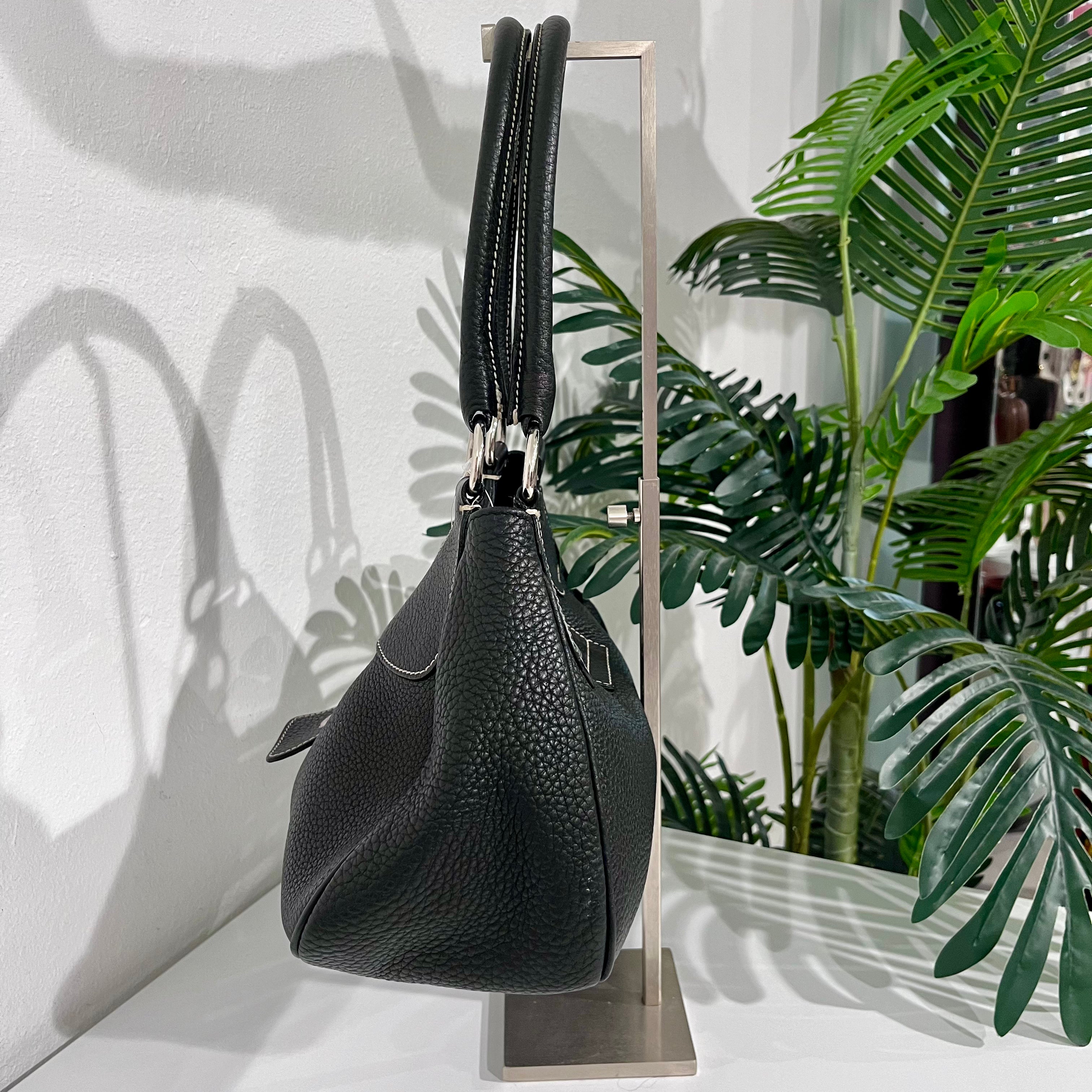 Prada Black Leather Moon Buckle Shoulder Bag