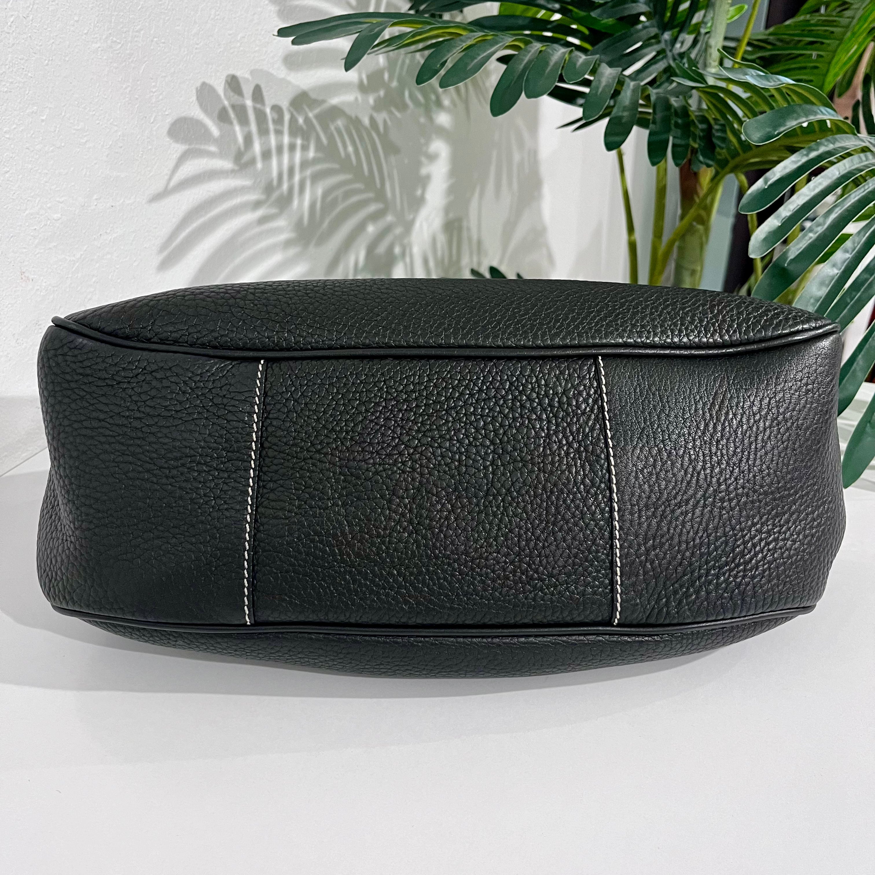 Prada Black Leather Moon Buckle Shoulder Bag