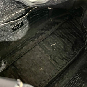 Prada Black Leather Moon Buckle Shoulder Bag