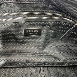 Prada Black Leather Moon Buckle Shoulder Bag