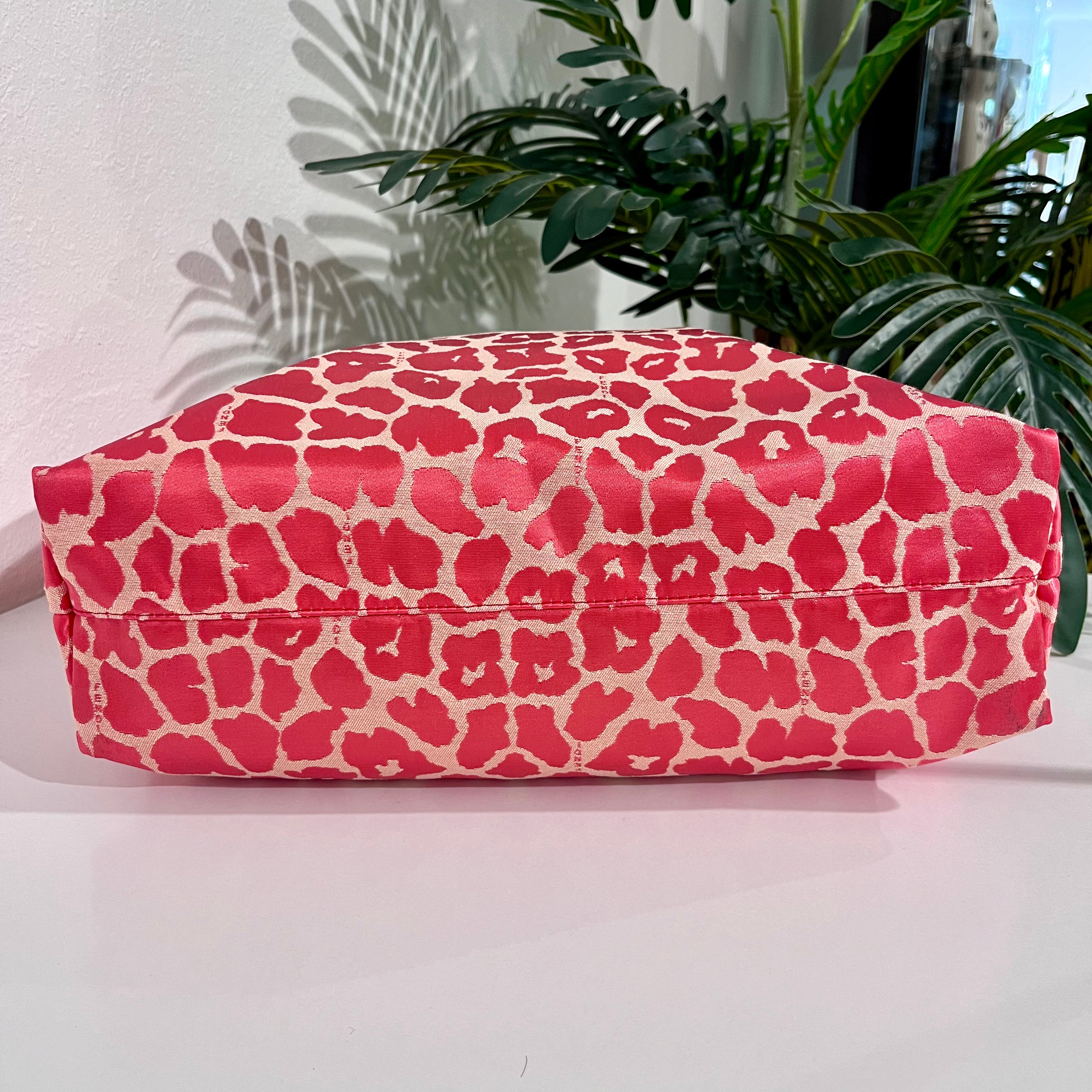 Fendi Pink Leopard Jacquard Shopper Tote