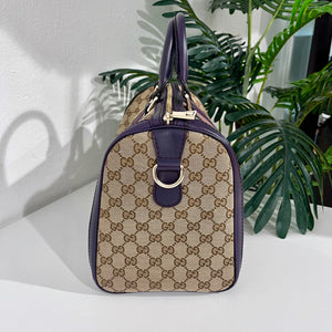 Gucci Purple Trimmed Monogram Canvas Boston Bag