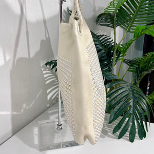 Bottega Veneta Cream & White Intrecciato Shoulder Bag