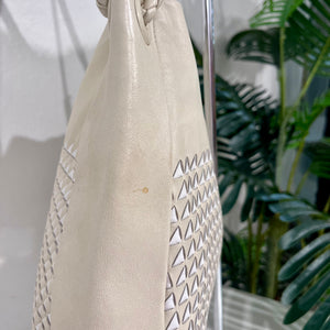 Bottega Veneta Cream & White Intrecciato Shoulder Bag