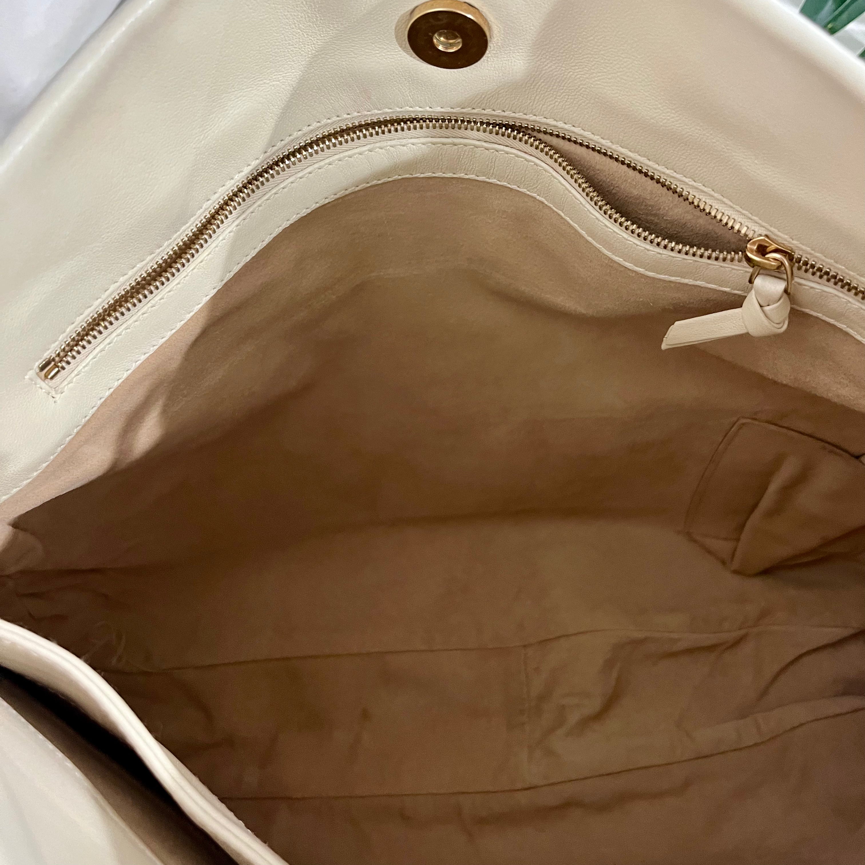 Bottega Veneta Cream & White Intrecciato Shoulder Bag