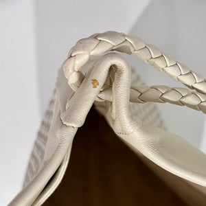 Bottega Veneta Cream & White Intrecciato Shoulder Bag