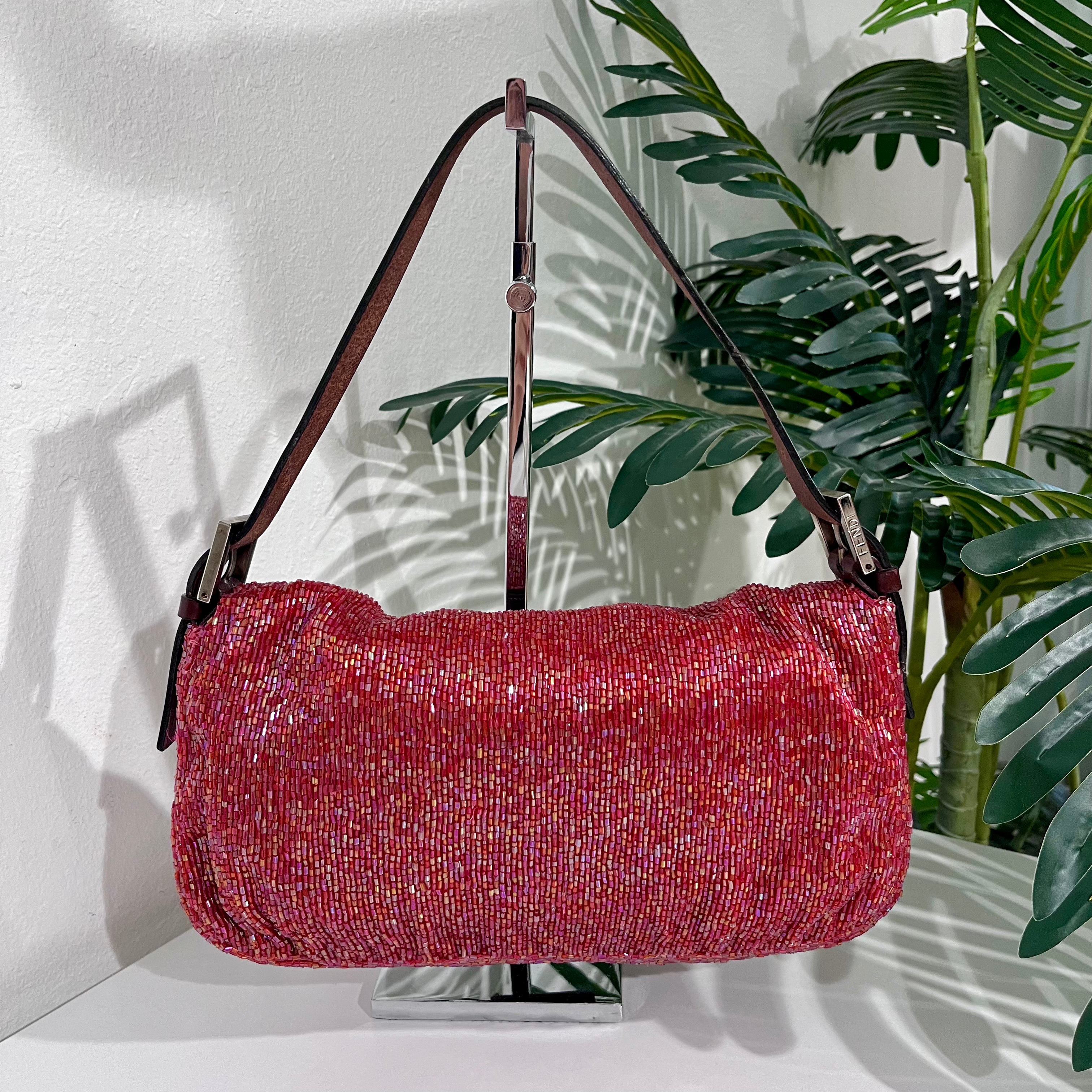 Fendi Red Beaded Baguette