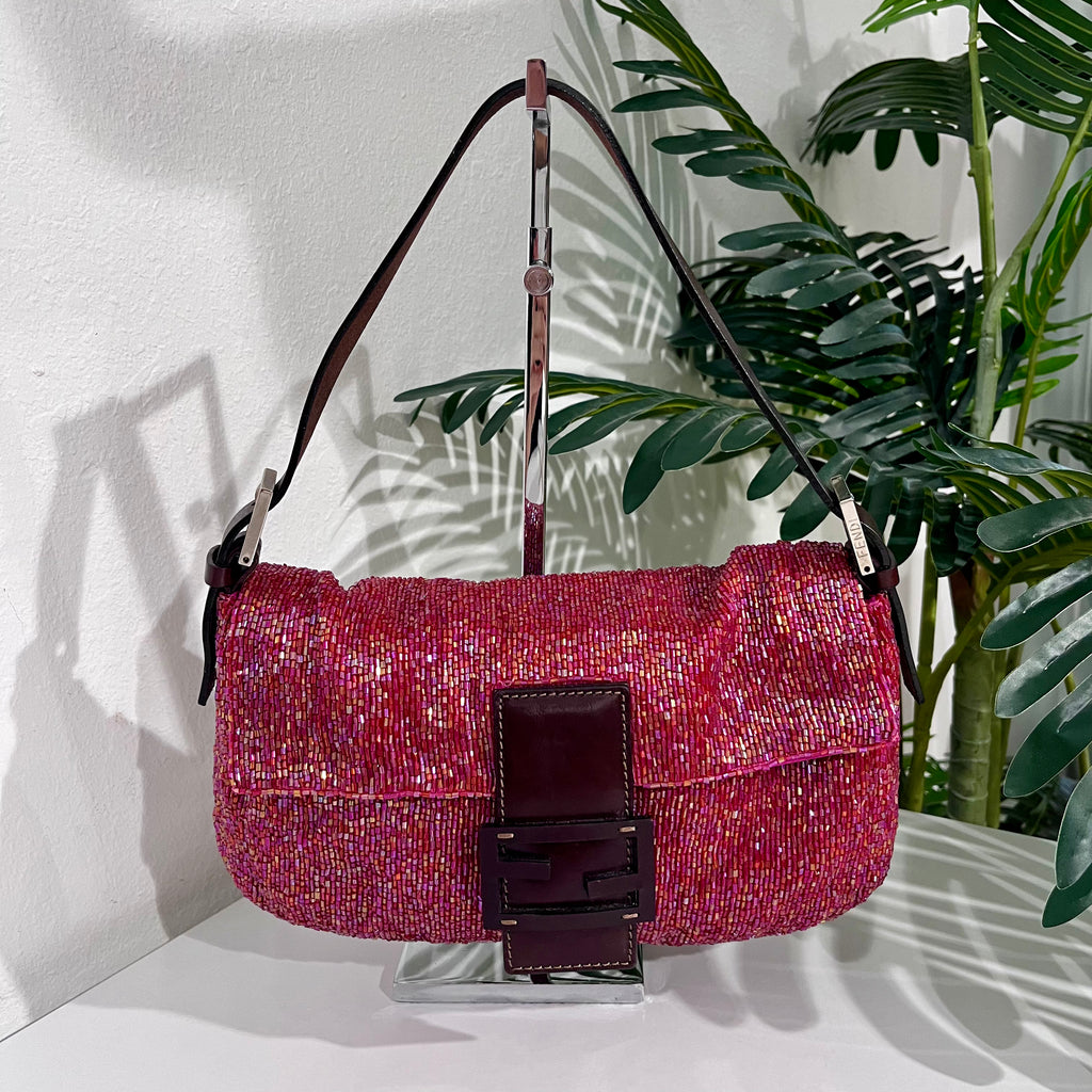 Fendi Red Beaded Baguette