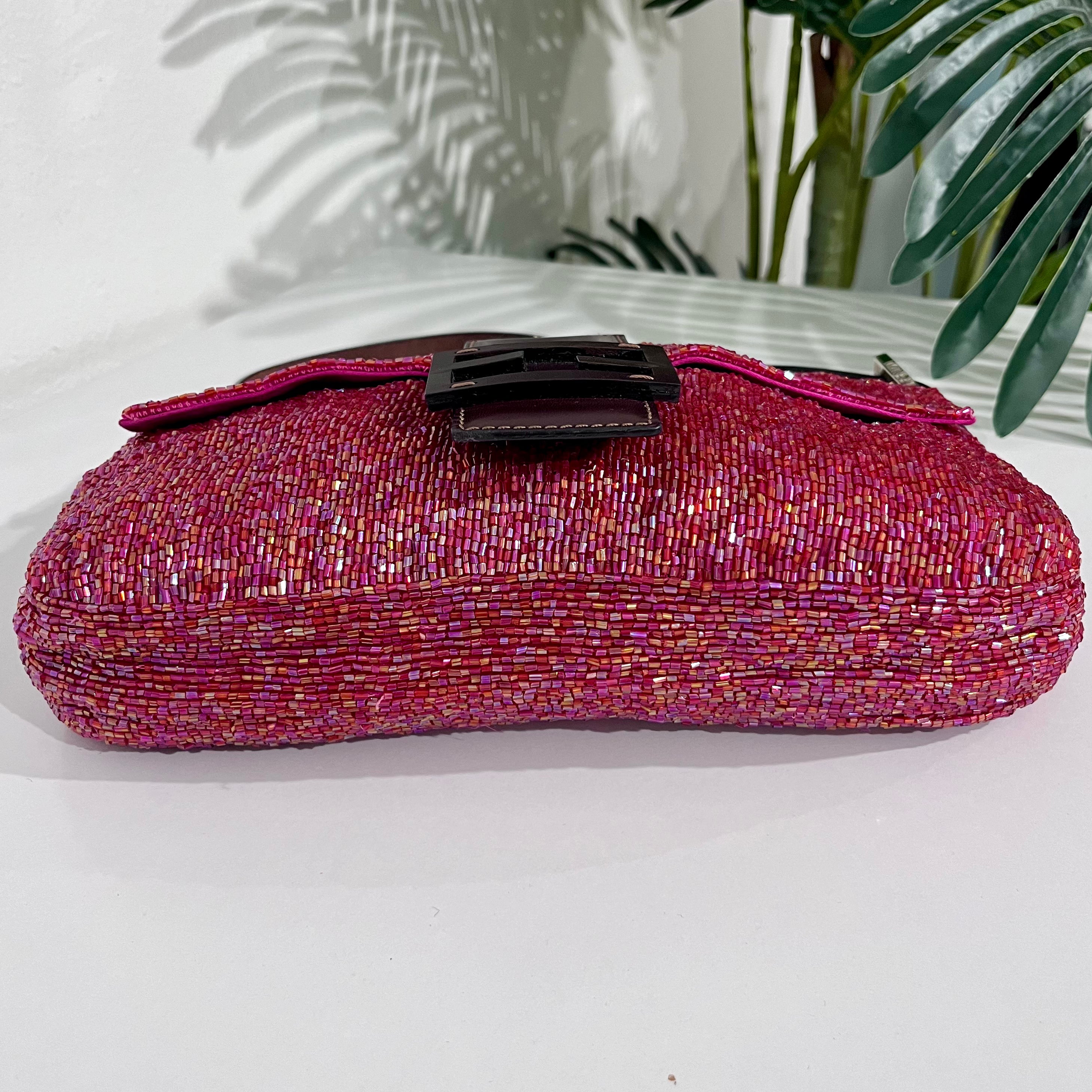 Fendi Red Beaded Baguette