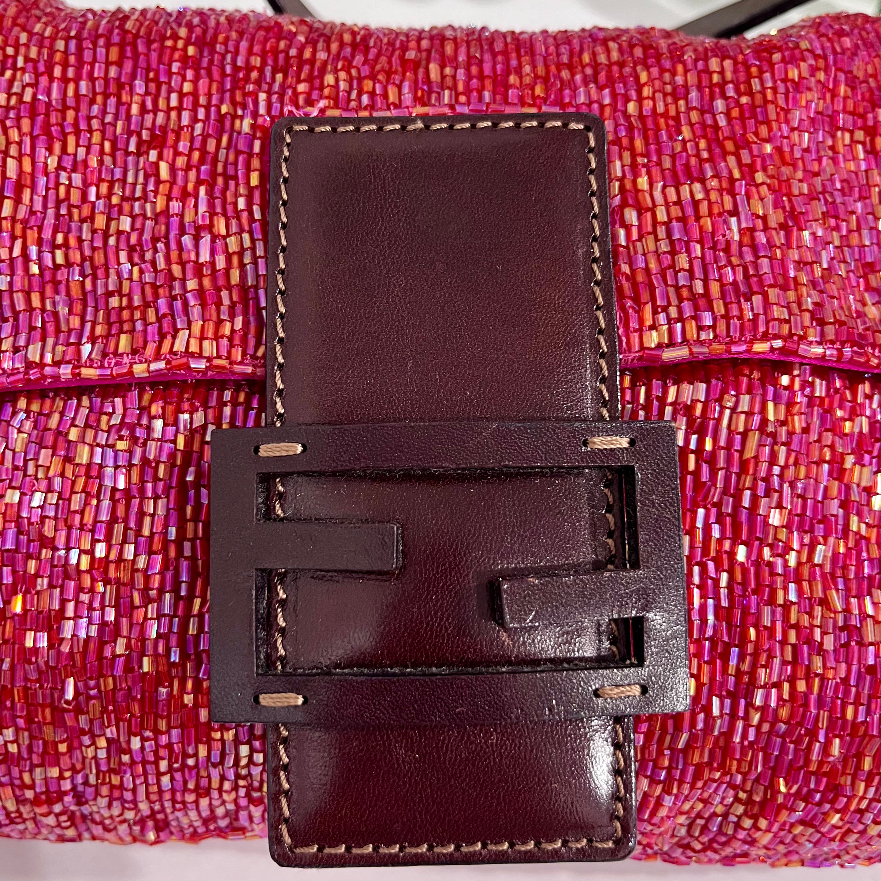 Fendi Red Beaded Baguette