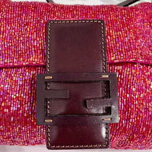 Fendi Red Beaded Baguette