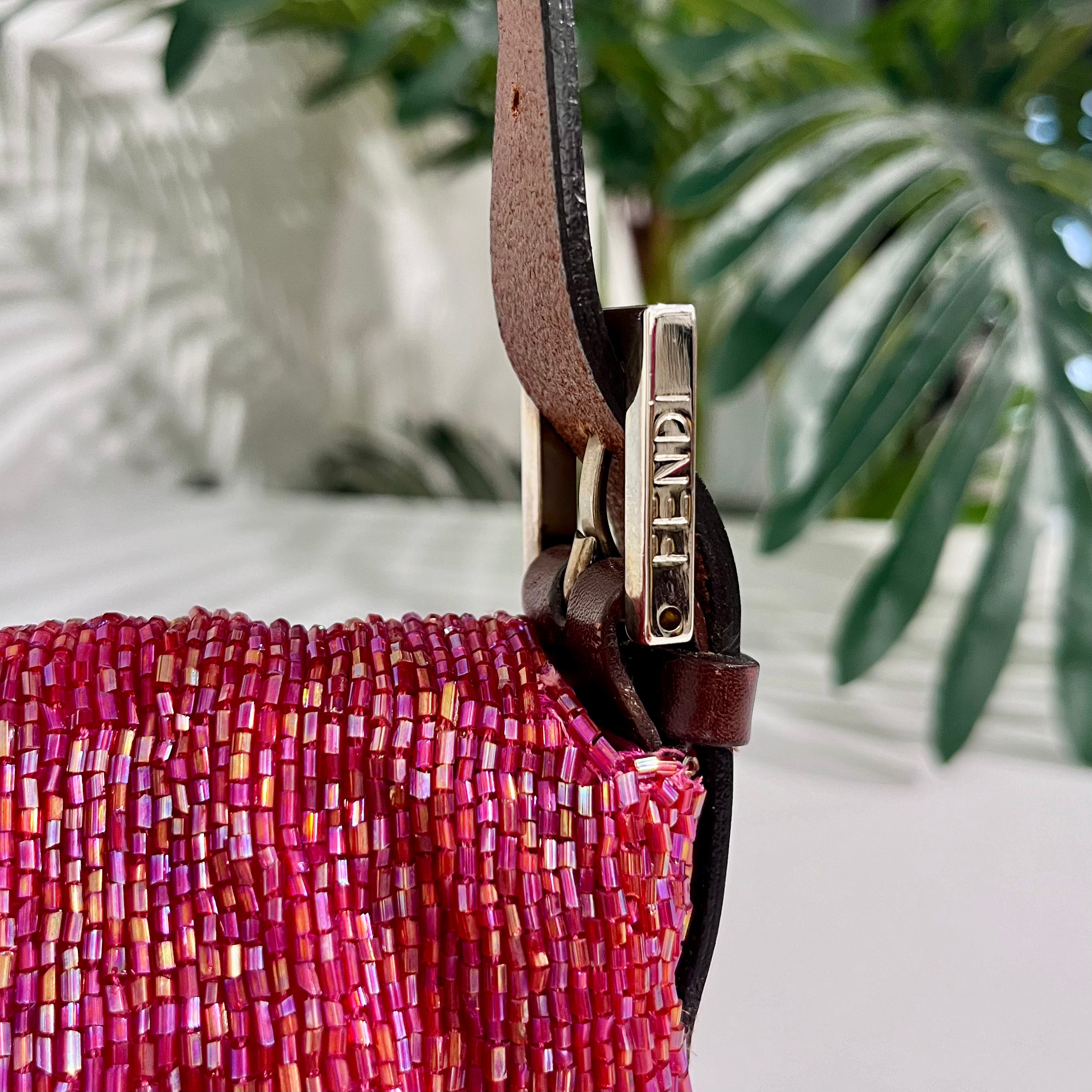 Fendi Red Beaded Baguette