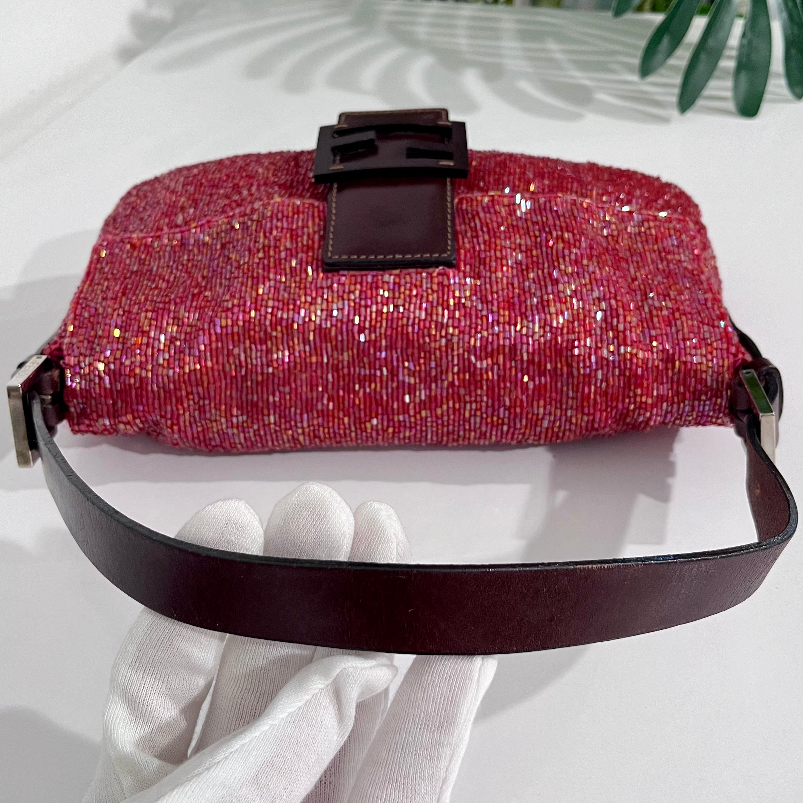 Fendi Red Beaded Baguette