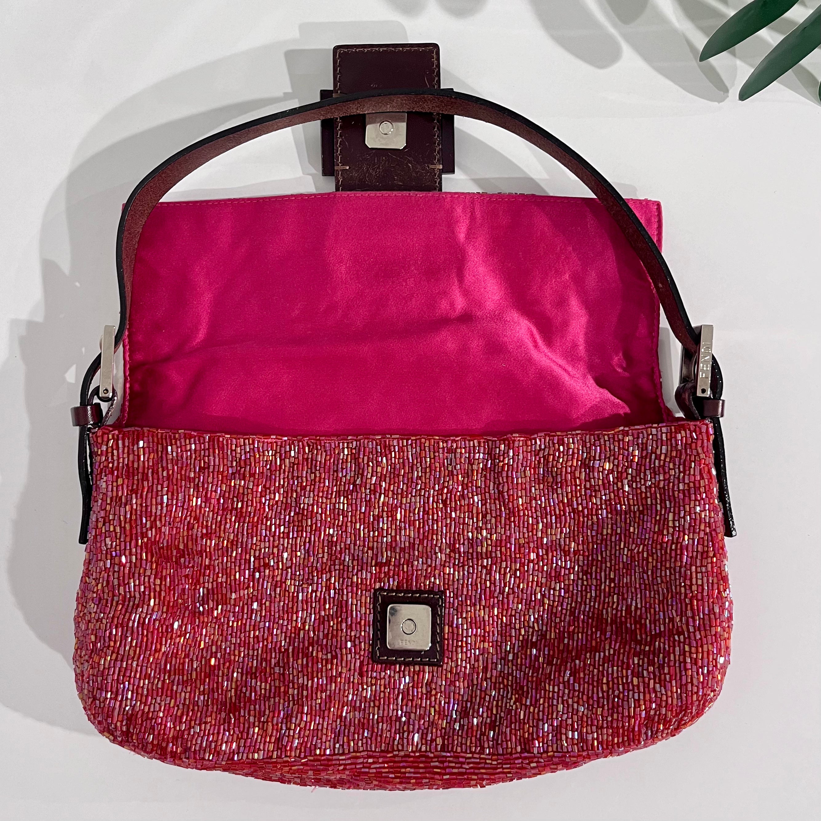 Fendi Red Beaded Baguette