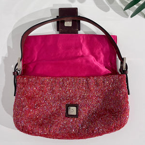 Fendi Red Beaded Baguette
