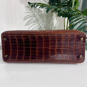 Hermes Vintage 60s Shiny Brown Crocodile Kelly Sellier 32