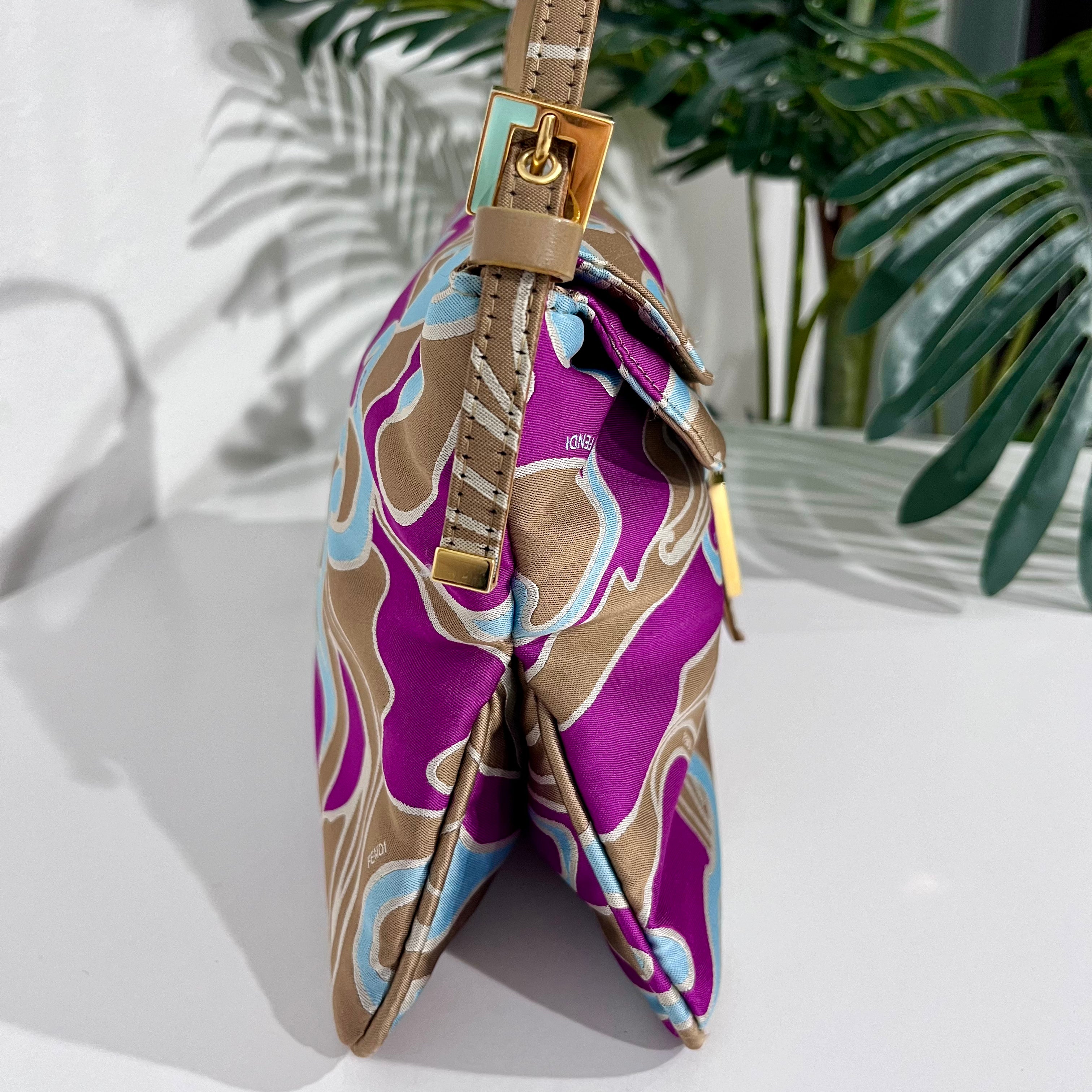 Fendi Vintage Psychedelic Swirl Satin Baguette