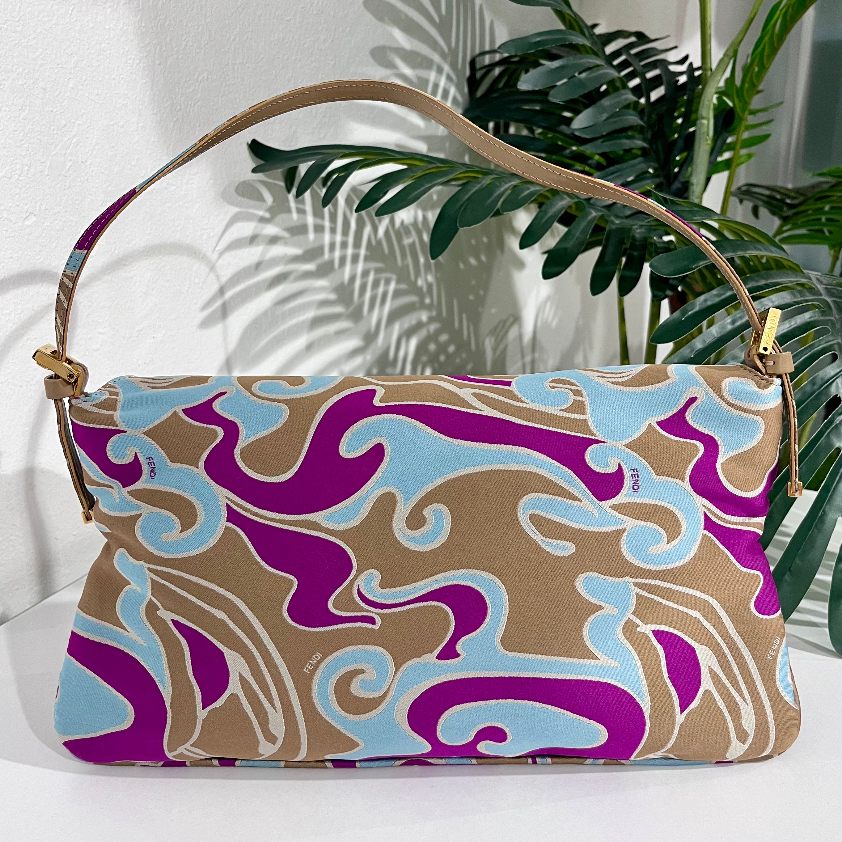 Fendi Vintage Psychedelic Swirl Satin Baguette