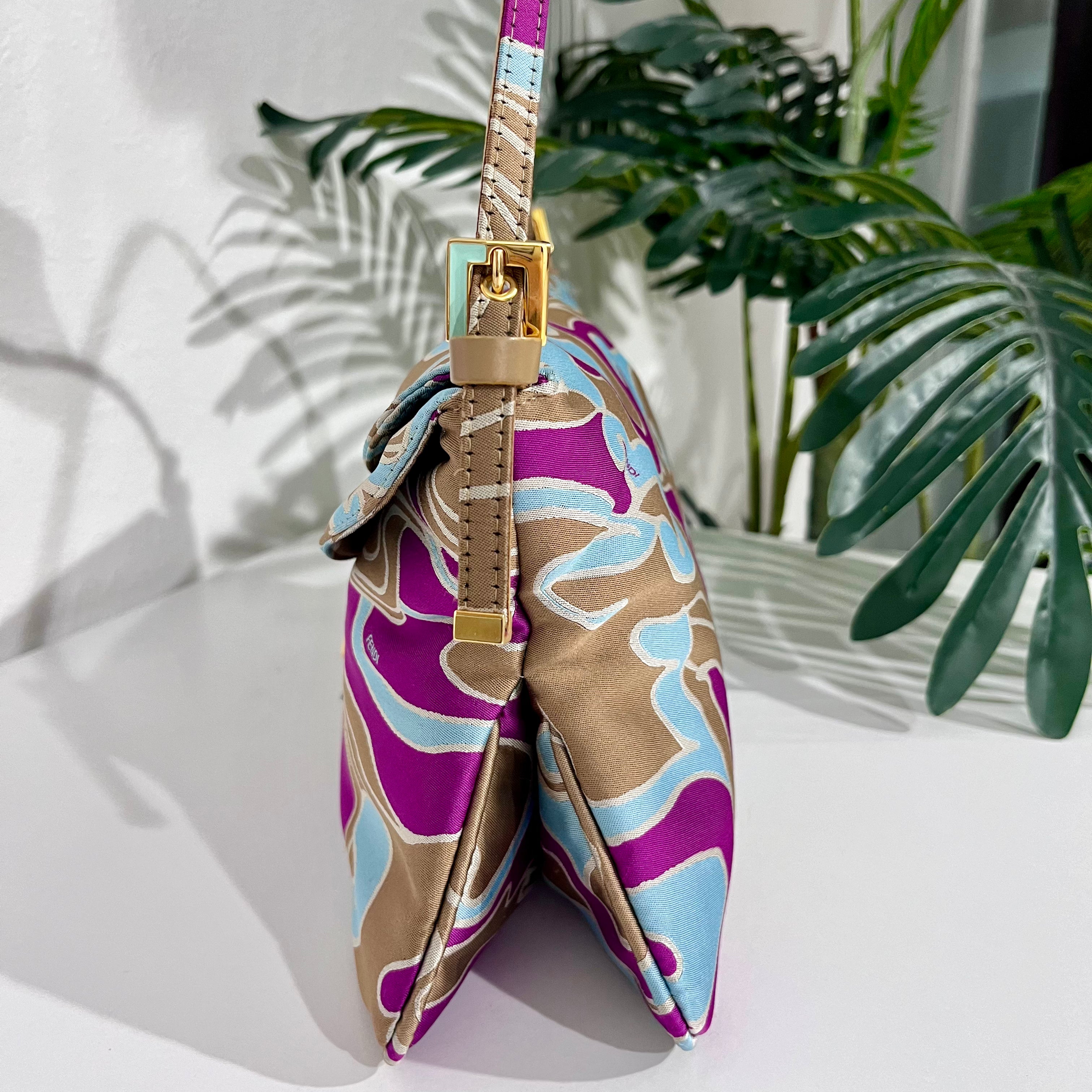 Fendi Vintage Psychedelic Swirl Satin Baguette