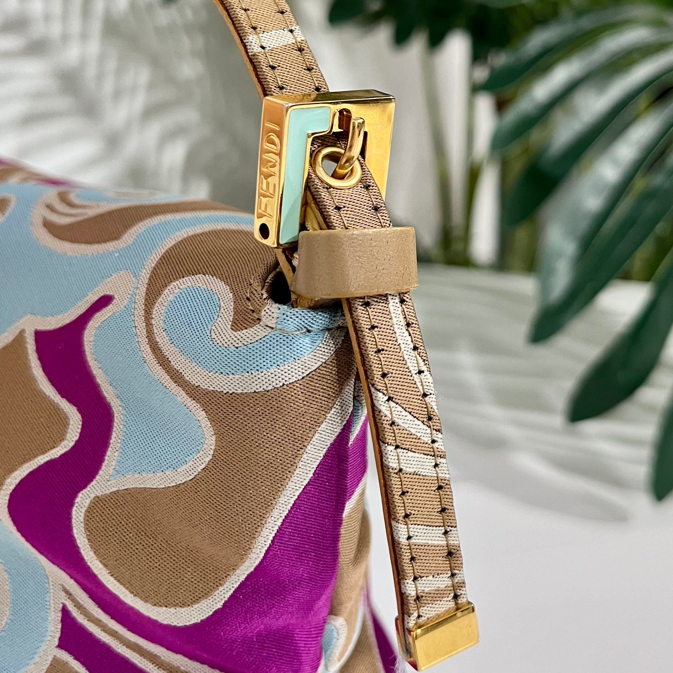 Fendi Vintage Psychedelic Swirl Satin Baguette