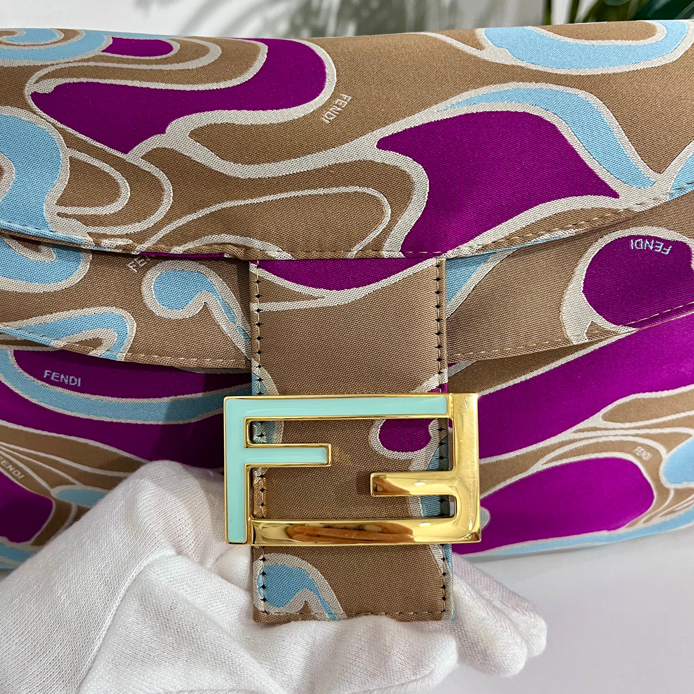Fendi Vintage Psychedelic Swirl Satin Baguette