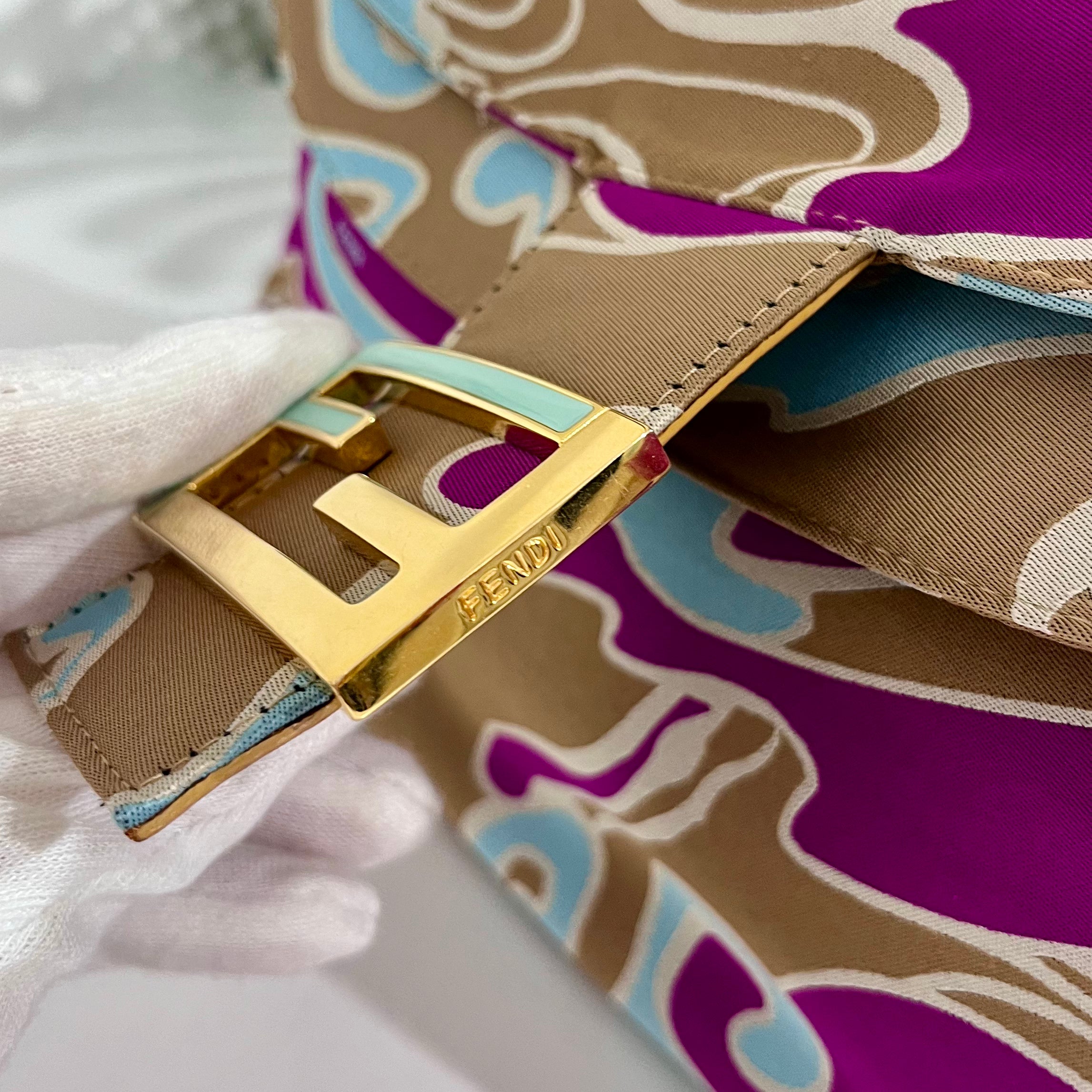 Fendi Vintage Psychedelic Swirl Satin Baguette
