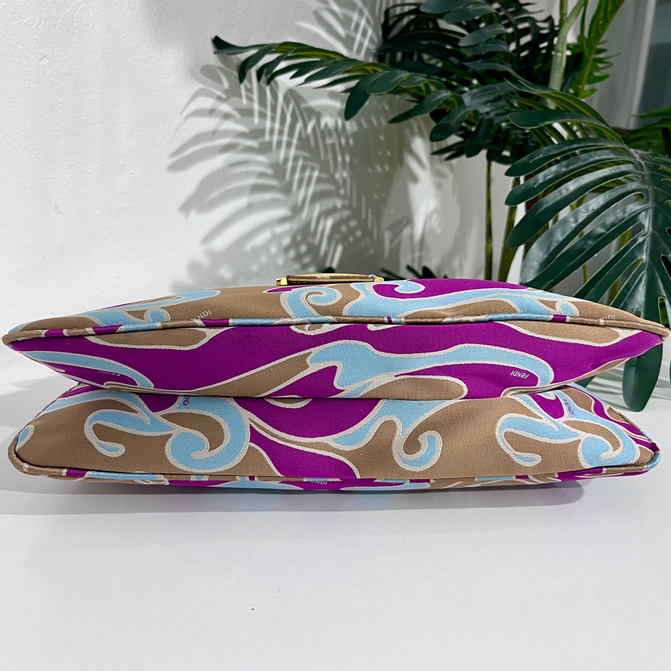 Fendi Vintage Psychedelic Swirl Satin Baguette