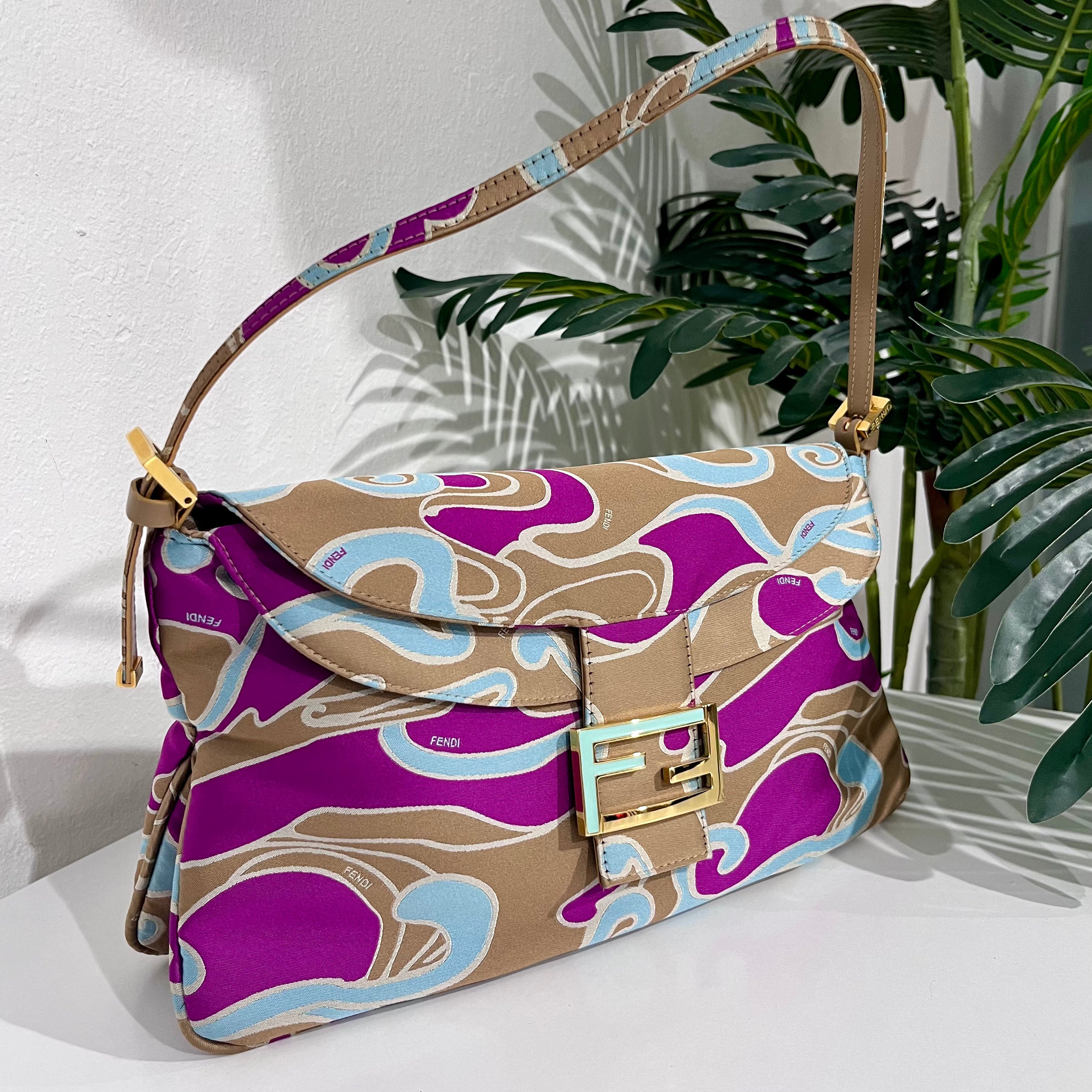 Fendi Vintage Psychedelic Swirl Satin Baguette