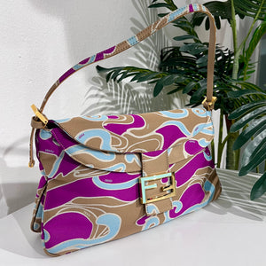 Fendi Vintage Psychedelic Swirl Satin Baguette
