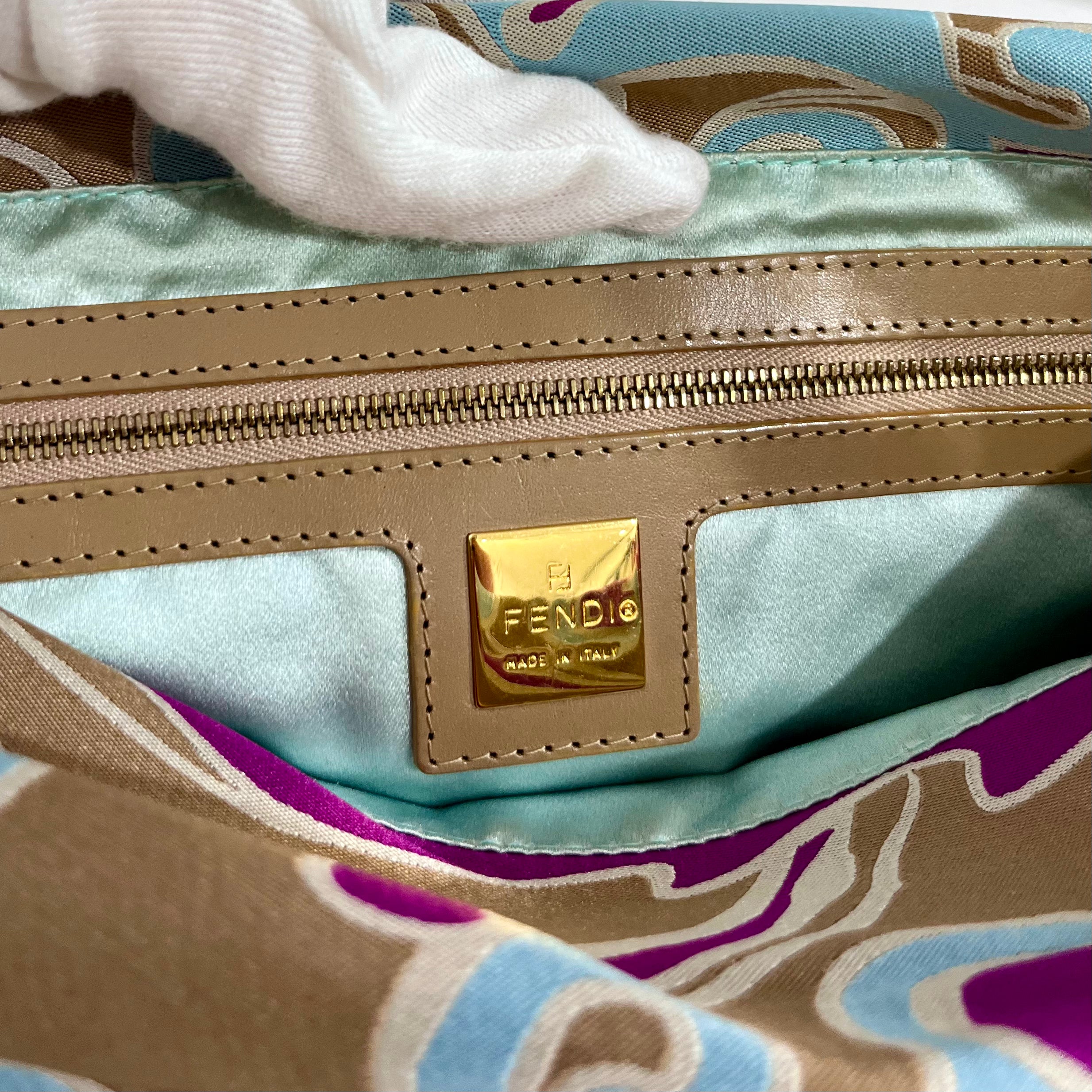 Fendi Vintage Psychedelic Swirl Satin Baguette