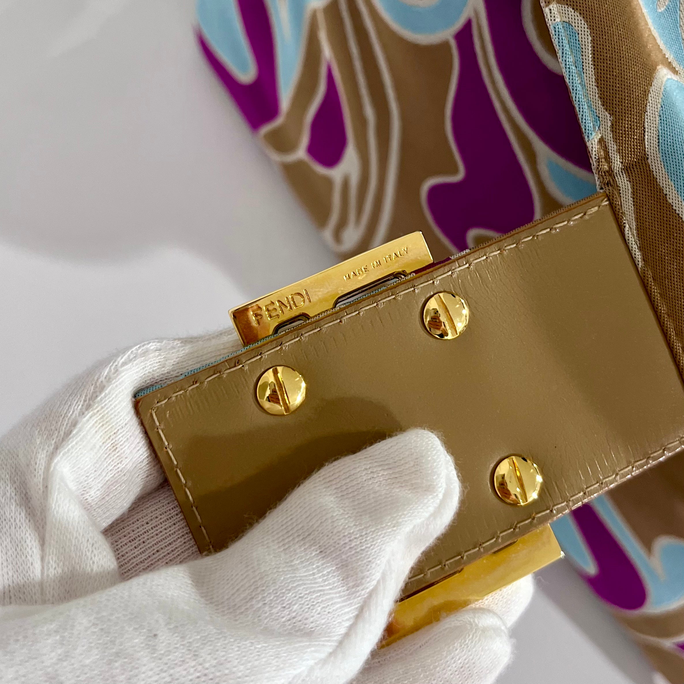 Fendi Vintage Psychedelic Swirl Satin Baguette