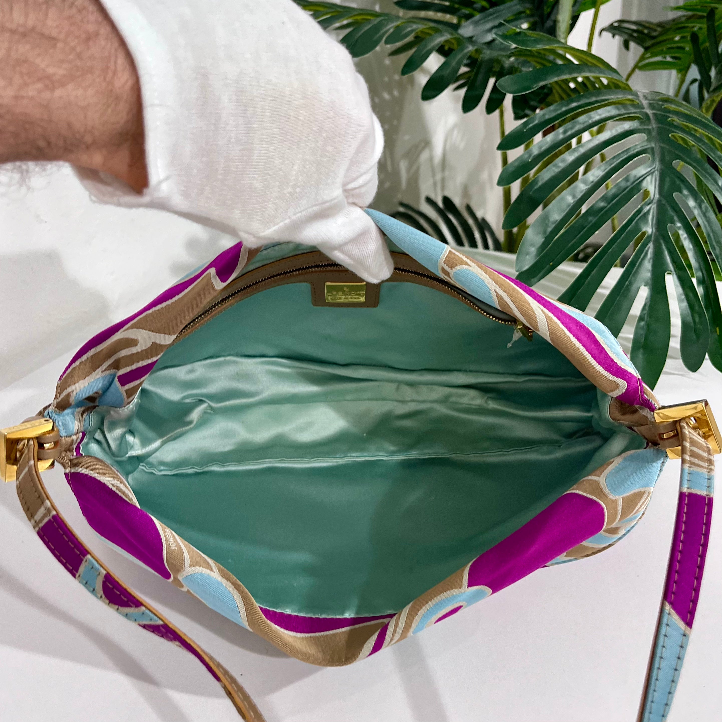 Fendi Vintage Psychedelic Swirl Satin Baguette