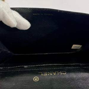 Chanel Vintage Black Crocodile & Gold CC Logo Envelope Flap Bag