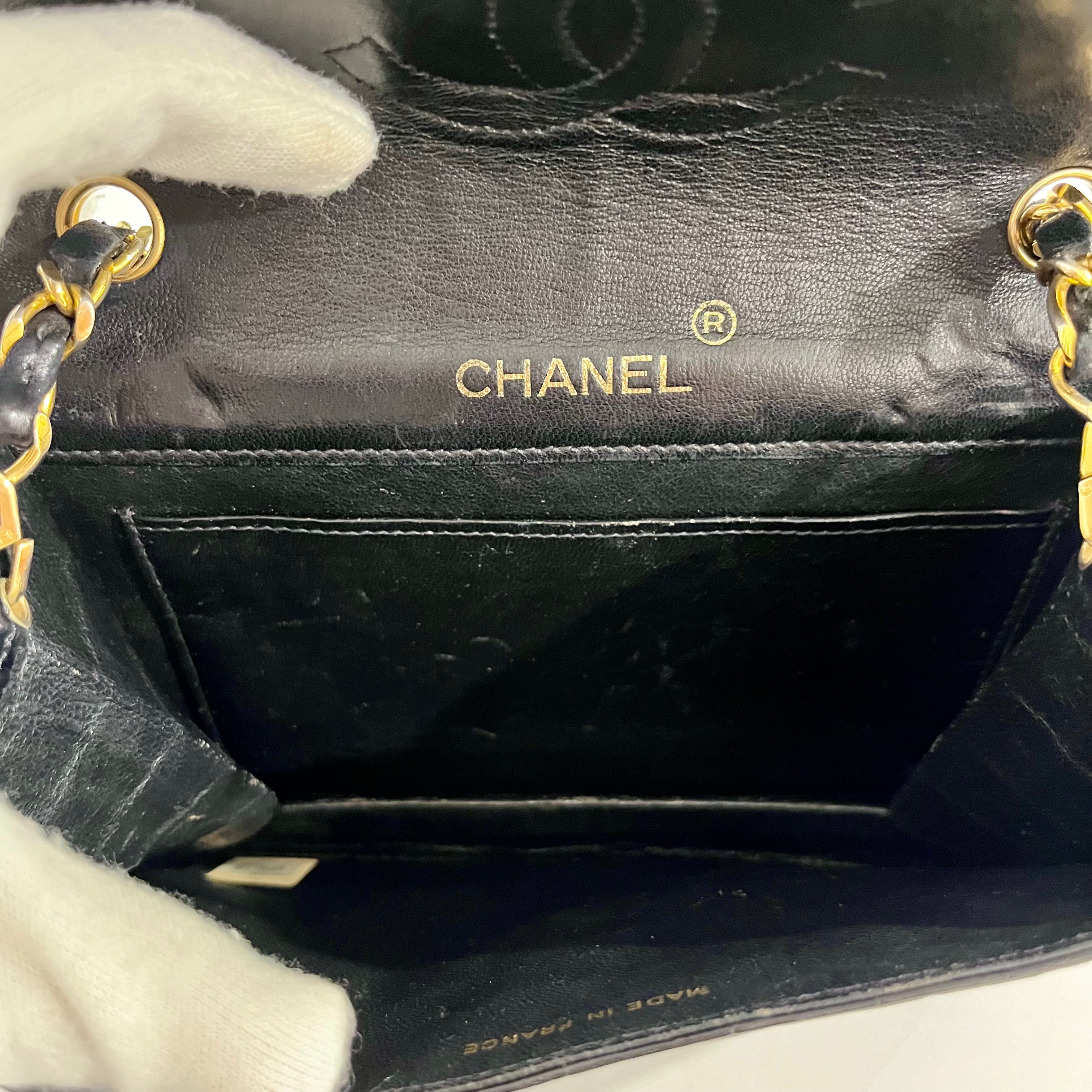Chanel Vintage Black Crocodile & Gold CC Logo Envelope Flap Bag