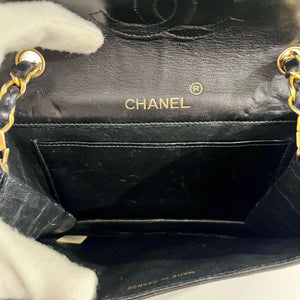 Chanel Vintage Black Crocodile & Gold CC Logo Envelope Flap Bag