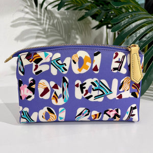 Fendi Purple Nylon "Spell-Out" Cosmetic Pouch