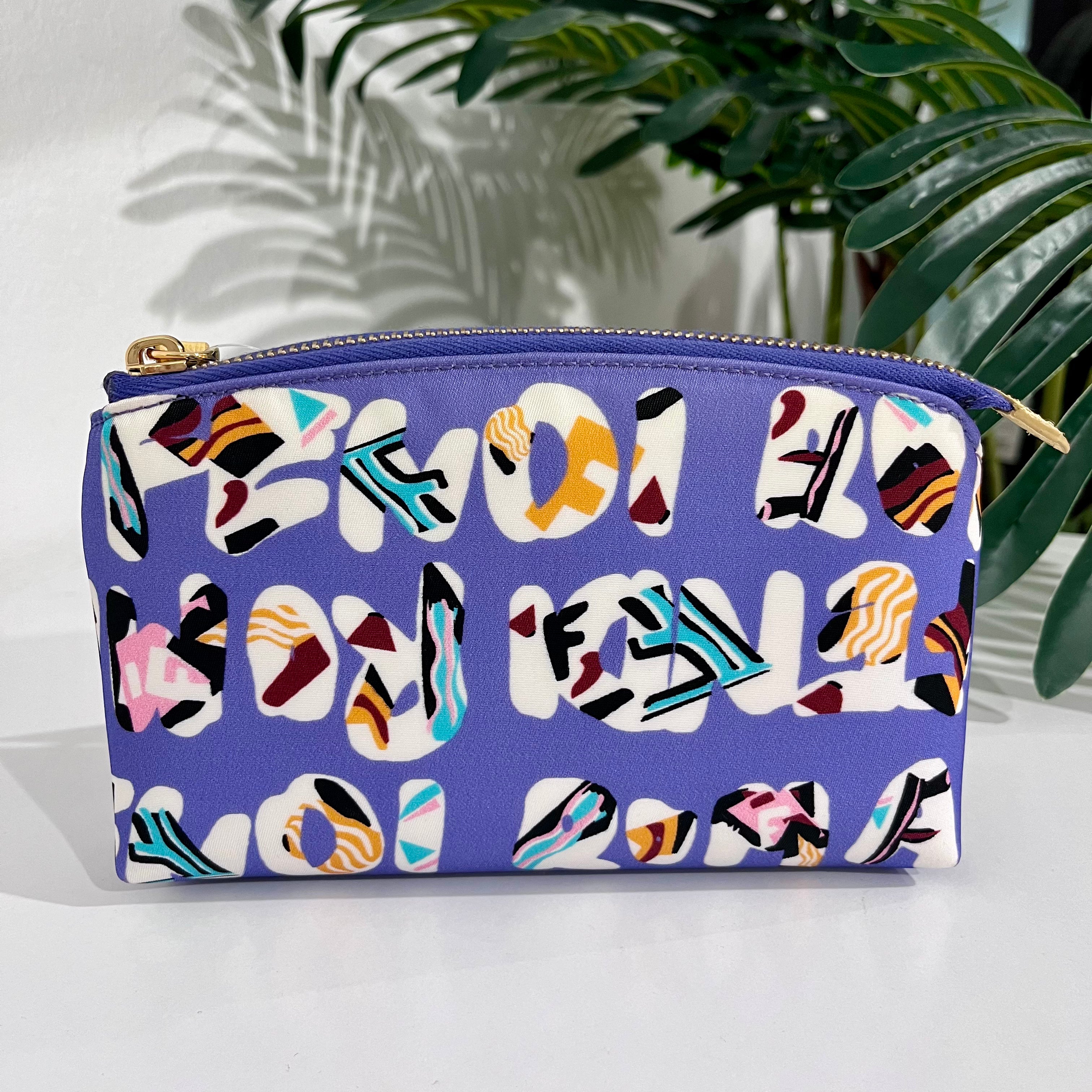 Fendi Purple Nylon "Spell-Out" Cosmetic Pouch