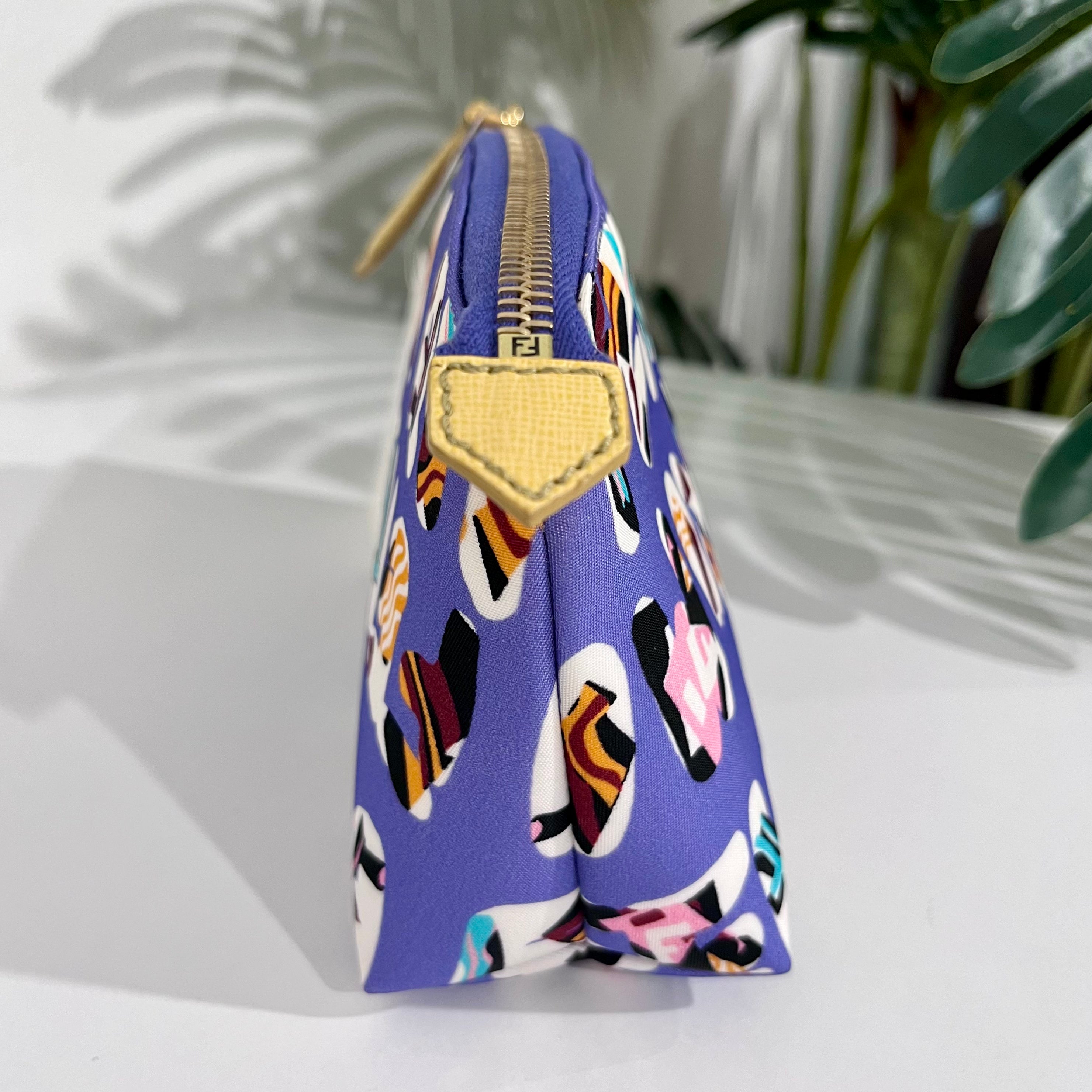 Fendi Purple Nylon "Spell-Out" Cosmetic Pouch