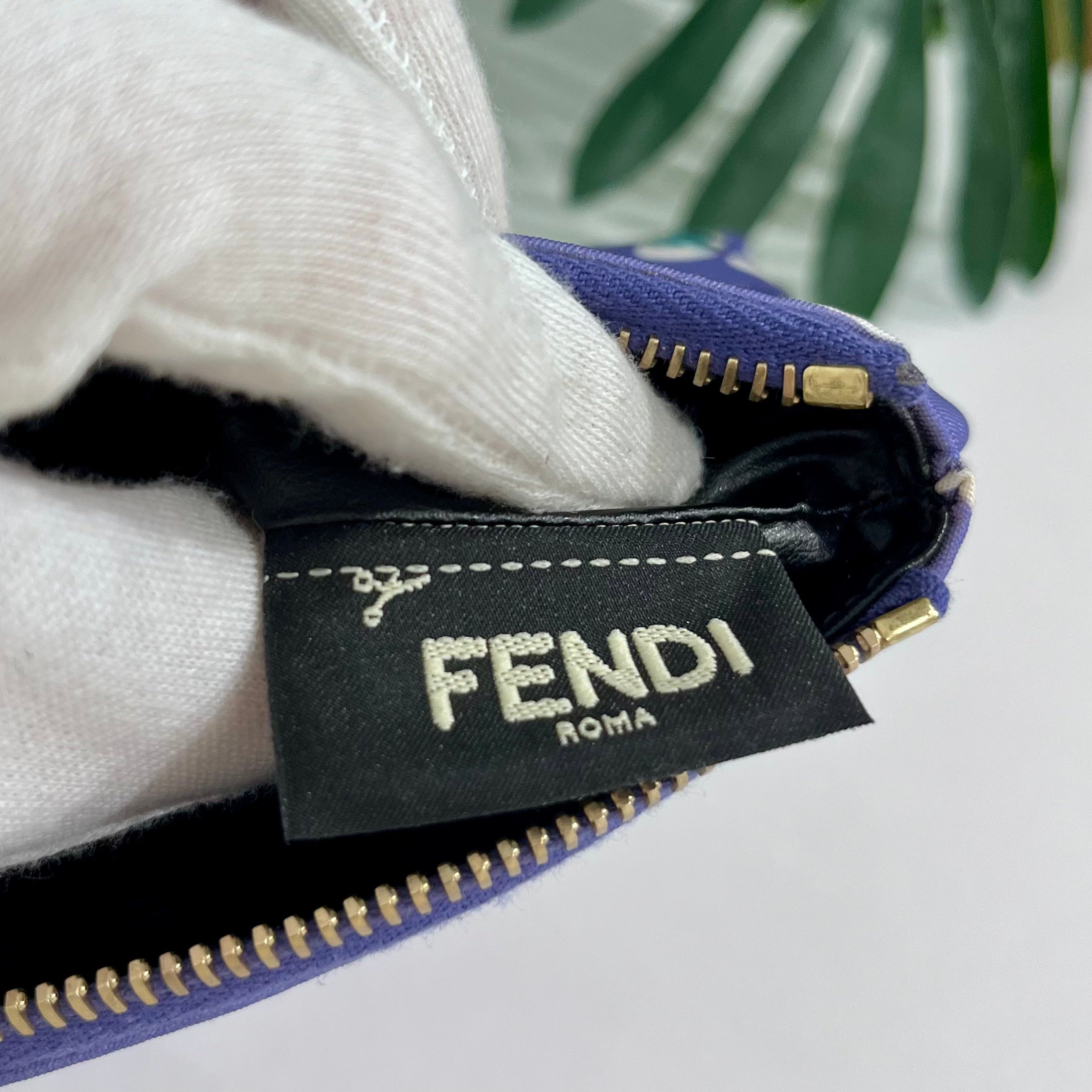 Fendi Purple Nylon "Spell-Out" Cosmetic Pouch