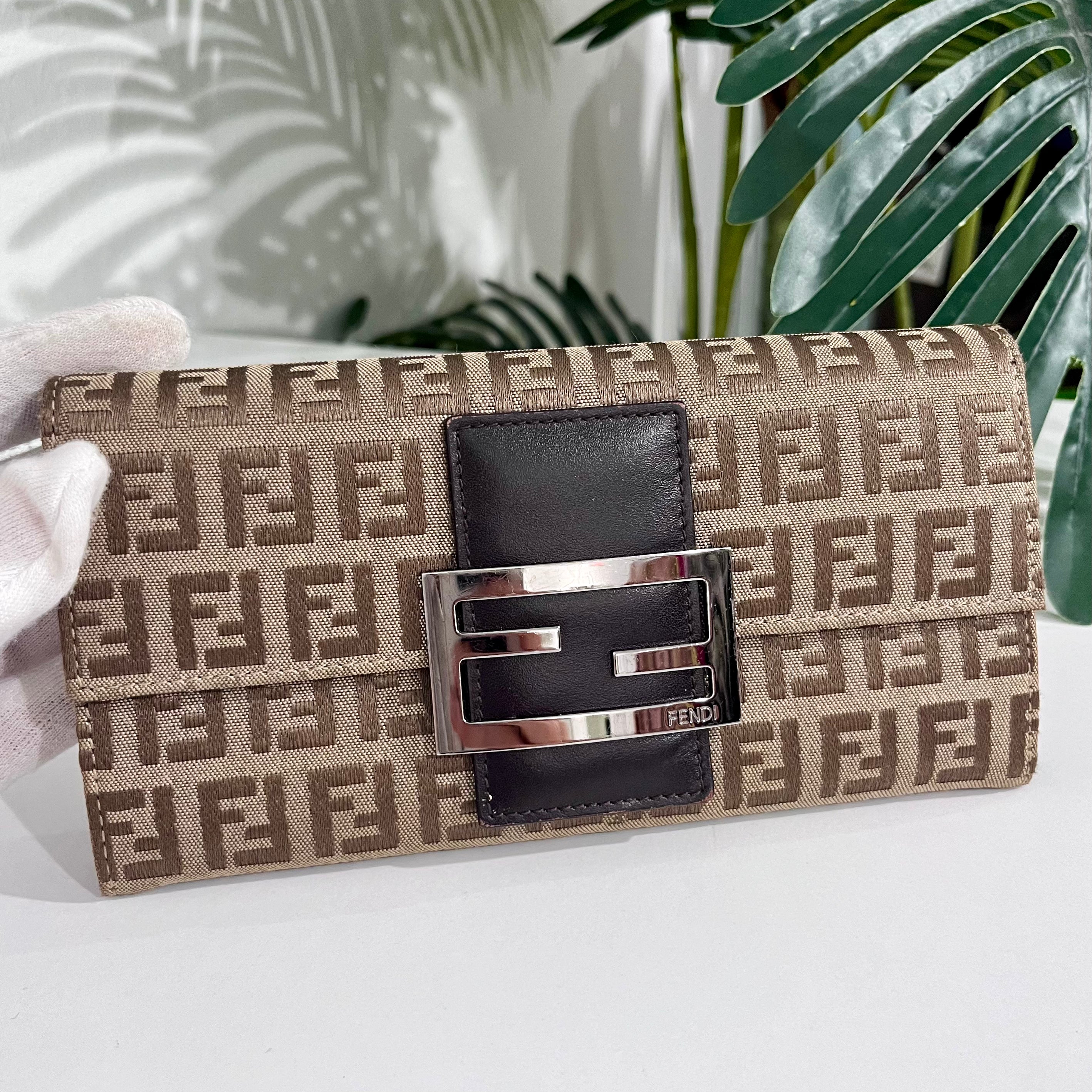 Fendi Brown Zucchino FF Monogram Canvas Wallet with Box