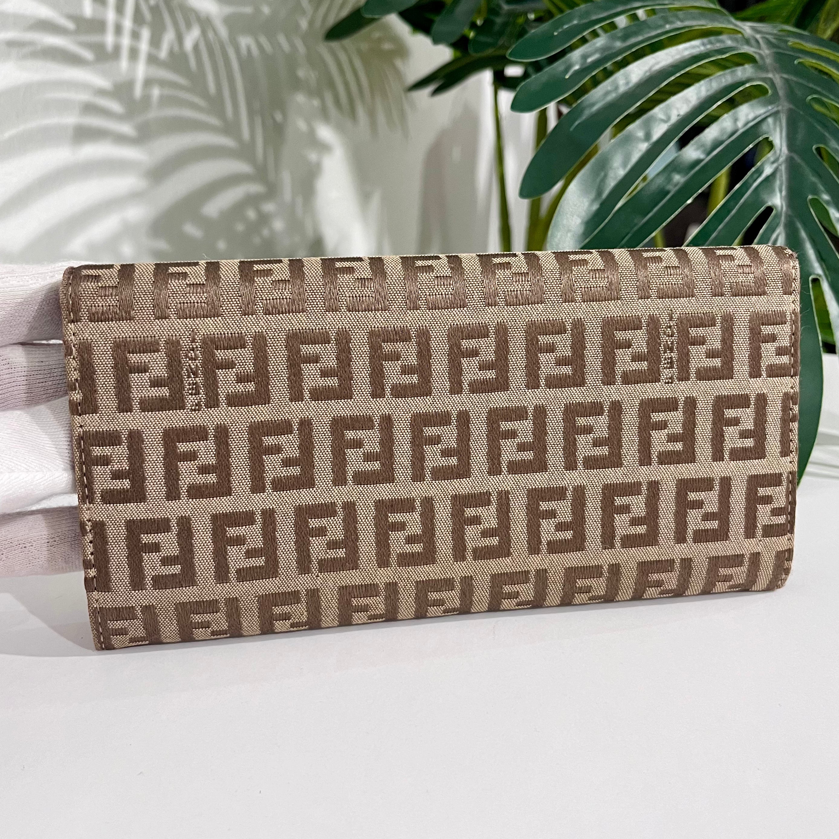 Fendi Brown Zucchino FF Monogram Canvas Wallet with Box