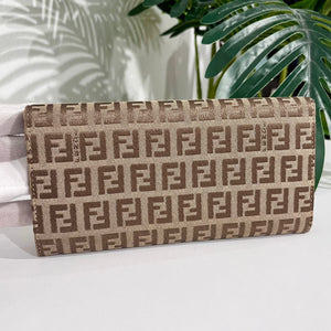 Fendi Brown Zucchino FF Monogram Canvas Wallet with Box
