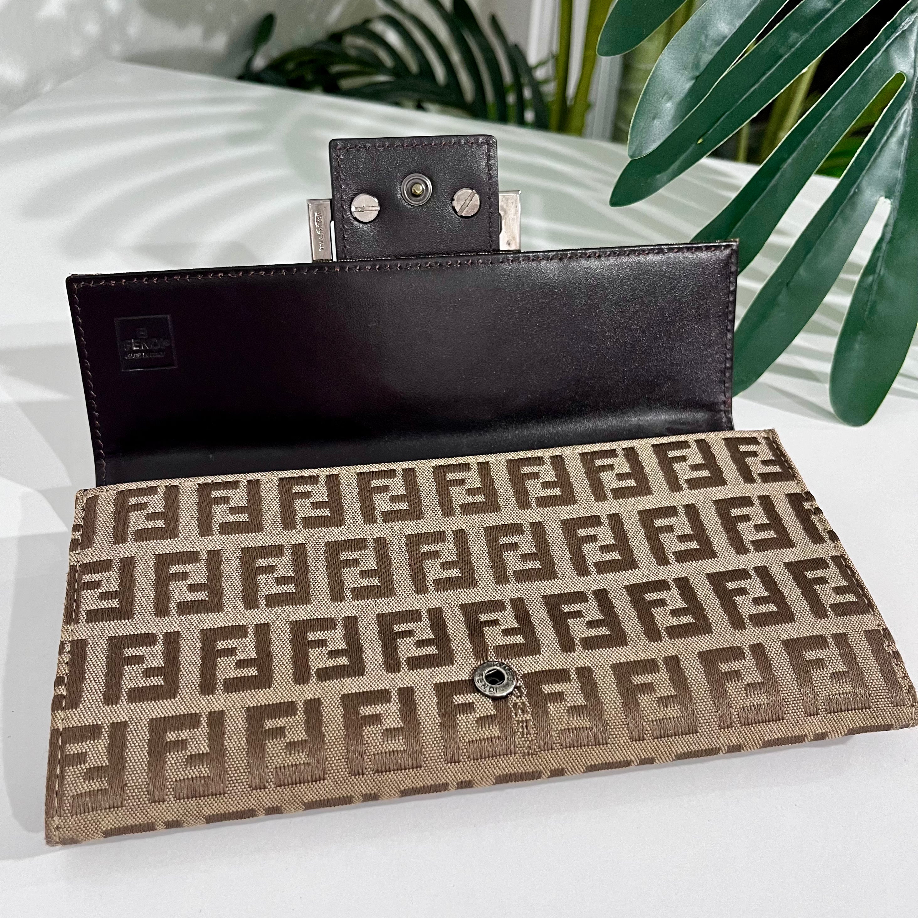 Fendi Brown Zucchino FF Monogram Canvas Wallet with Box