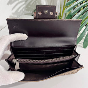 Fendi Brown Zucchino FF Monogram Canvas Wallet with Box