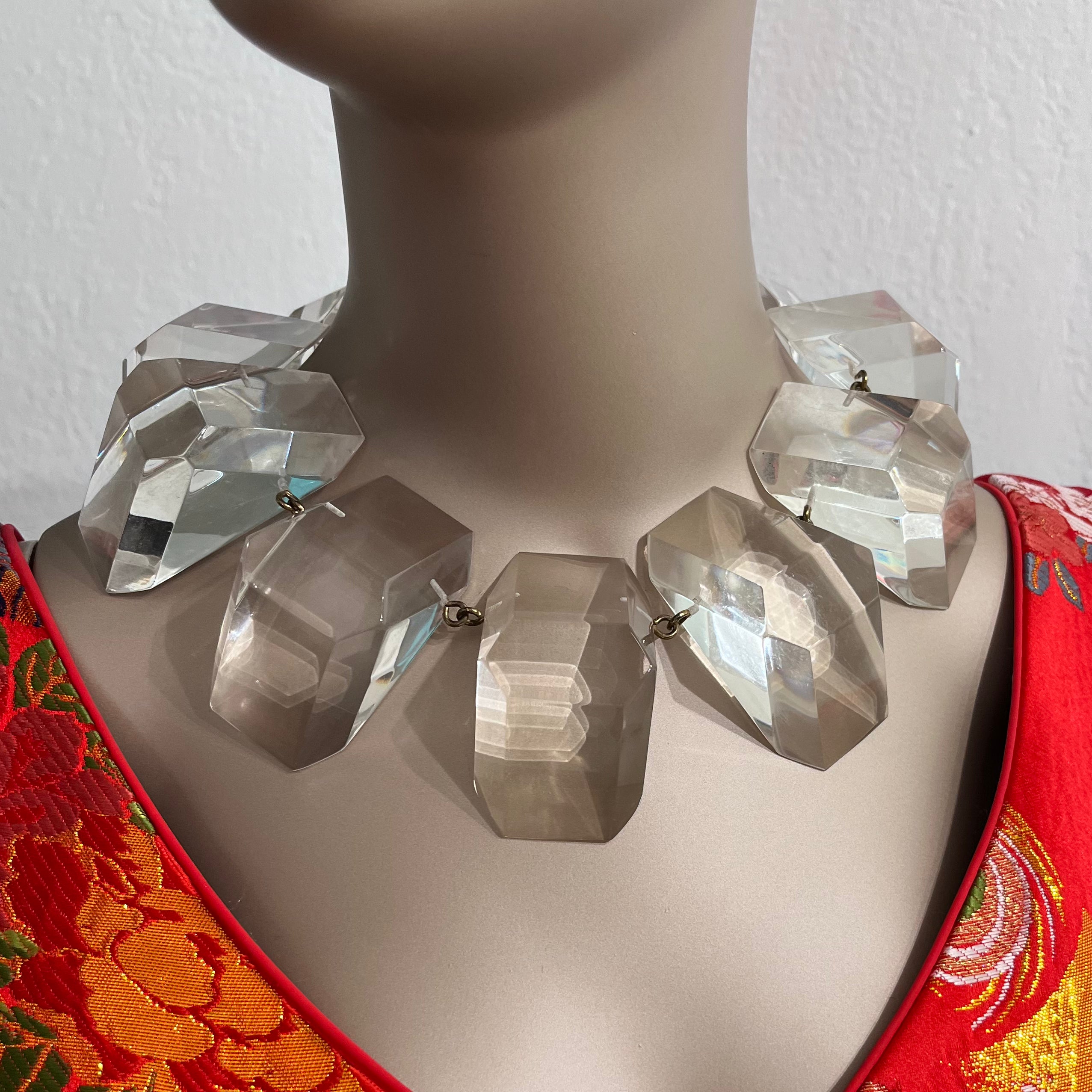 Judith Hendler Vintage Oversized Clear Acrylic Choker Necklace