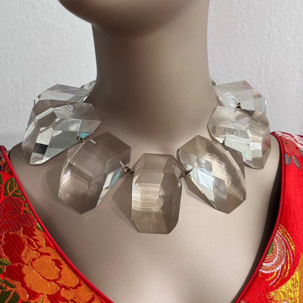 Judith Hendler Vintage Oversized Clear Acrylic Choker Necklace