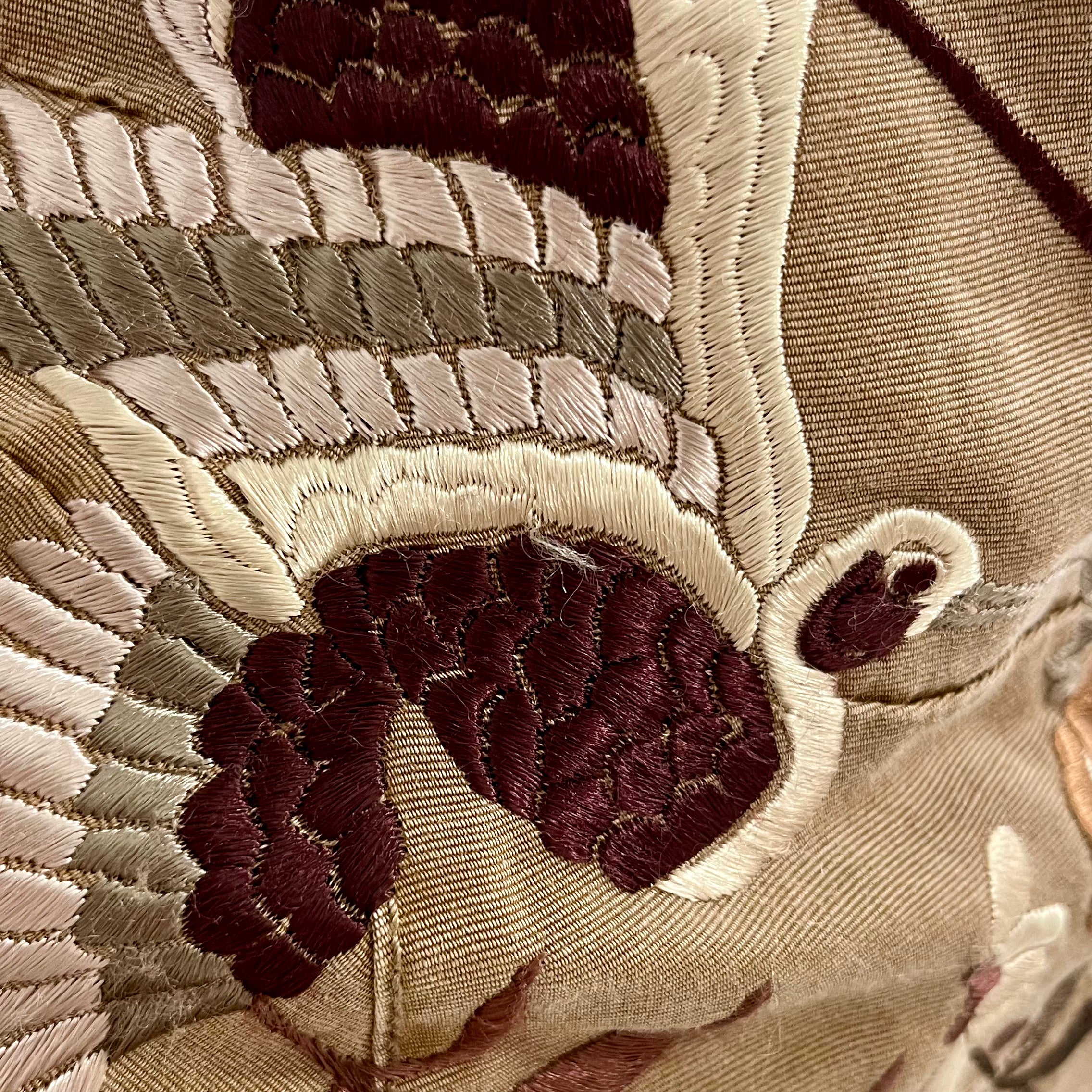 John Galliano Brown & Cream Floral Embroidered Cotton Wrap Jacket